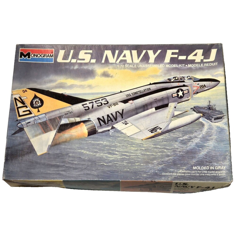 Monogram US Navy F-4J Navy Constellation Military 1:72 Model Kit 1985 Incomplete